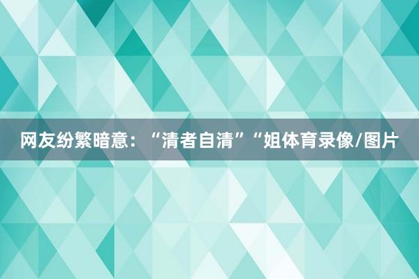 网友纷繁暗意：“清者自清”“姐体育录像/图片